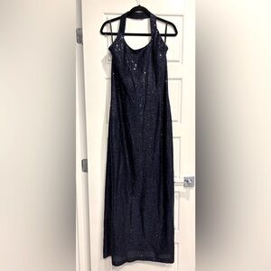 Vintage Jessica McClintock Gunnea Sax Long Sparkly Maxi Dress Womens 13/14 Party